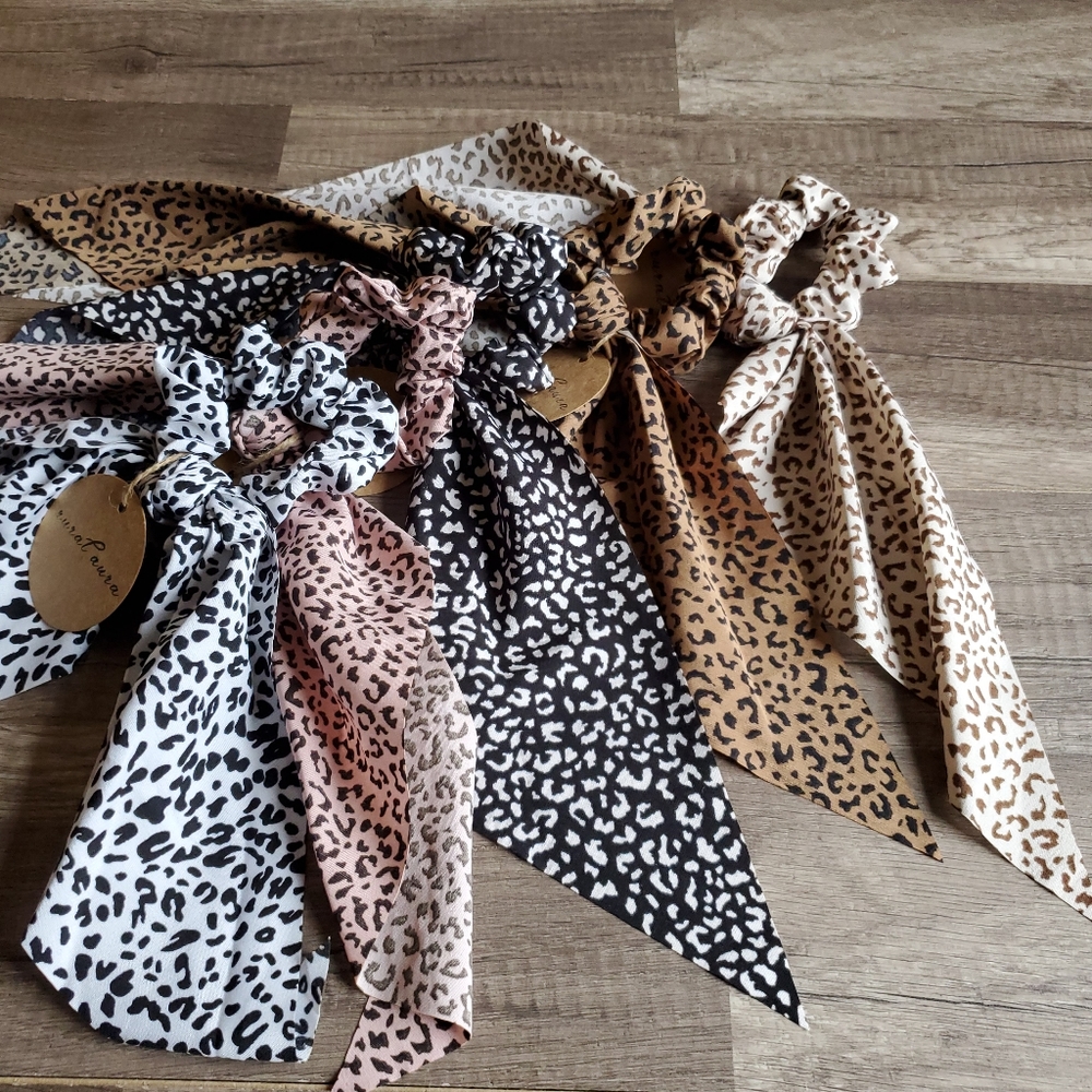 NEW Leopard Hair Ribbon Scrunchie - Picture 6 of 11